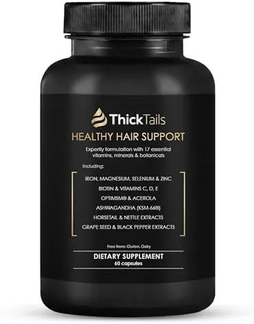 ThickTails Hair Growth Vitamins for Women – Biotin, Collagen, Zinc & Iron – Hair, Skin & Nails Supplement – 60 Capsules
