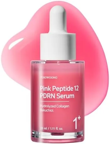 TOSOWOONG Pink Peptide 12 PDRN Serum With Salmon DNA PDRN 10,320ppm, 12 Peptides, Niacinamide, Skin glow, Hydrating, Moisturizing, Firming, Uneven Skin Tone, Korean Skincare, 33ml, 1.11 fl.oz.