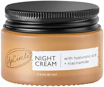 UpCircle Mini Travel Size Night Cream with Hyaluronic Acid + Niacinamide 30ml - Nourishing and Unscented for Sensitive Skin Anti-Ageing Properties - Vegan Cruelty-Free