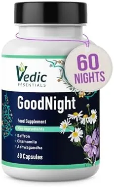 Vedic Saffron + Chamomile + Ashwagandha. Melatonin Alternative Natural Sleep Aid