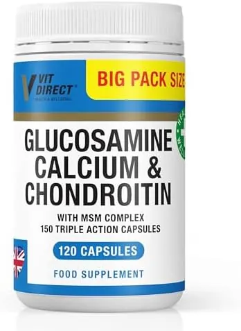 Glucosamine, Calcium & Chondroitin (with MSM Complex) - 120 Triple Action Capsules - Joint Care Supplement - Supports Joint Health - Designed to Reduce Joint Pain