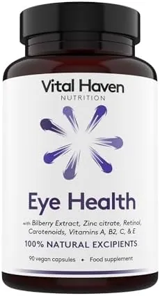 Eye Health Supplement - Meso Zeaxanthin + Lutein + Zeaxanthin + Bilberry and VIT C/A/E/B2 with Zinc - UK Made