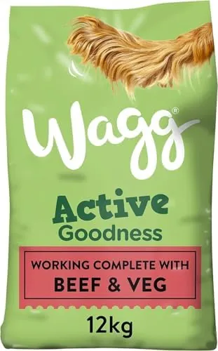 Wagg Active Goodness Complete Dry Adult Dog Food Beef & Veg 12kg - For All Active Working Dog Breeds
