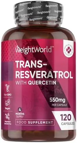Trans Resveratrol with Quercetin - 120 Capsules - 4 Months Supply - Resveratrol Supplements - 1 Capsule a Day - Sourced from Japanese Knotweed - Non-GMO & Vegan-Friendly - Magnesium Stearate-Free