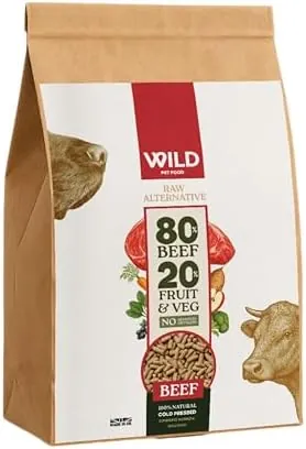 Beef (2.5 kg) Dog Food Dry, Grain-Free and Raw 80:20 Cold Pressed, Low Fat, High Protein and Nutritionally Complete with Superfoods - Gastrointestinal Dog Food - Adult or Puppy