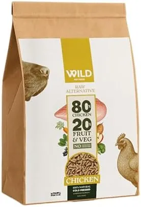 Chicken (2.5 kg) Dog Food Dry, Grain-Free and Raw 80:20 Cold Pressed, Low Fat, High Protein and Nutritionally Complete with Superfoods - Gastrointestinal Dog Food - Adult or Puppy