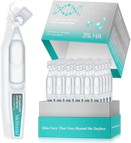3% Hyaluronic Acid Serum,Ultra-Hydrating 3% Hyaluronic Acid Serum for Face,Anti-Aging,Smoothing Skin Care with Single-Use Vials (30pcs),Daily Moisturizing & Pre-Makeup Skincare