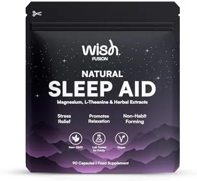 Magnesium for Relaxation & Sleep Support with L-Theanine & Herbal Extracts for Stress Relief, Restful Sleep Aid & Better Morning Energy, Non-Habit Forming, 90 Vegan Capsules